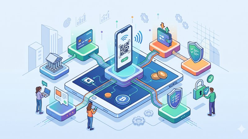 Современная иллюстрация платежных систем и финансовых инструментов для руководства по методам оплаты онлайн