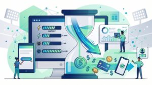 Современная иллюстрация процесса обработки транзакций в лицензированных букмекерских конторах для статьи в блоге 33Kube