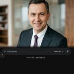 Профессиональный портрет уверенного российского бизнесмена на размытом нейтральном фоне в студийном освещении